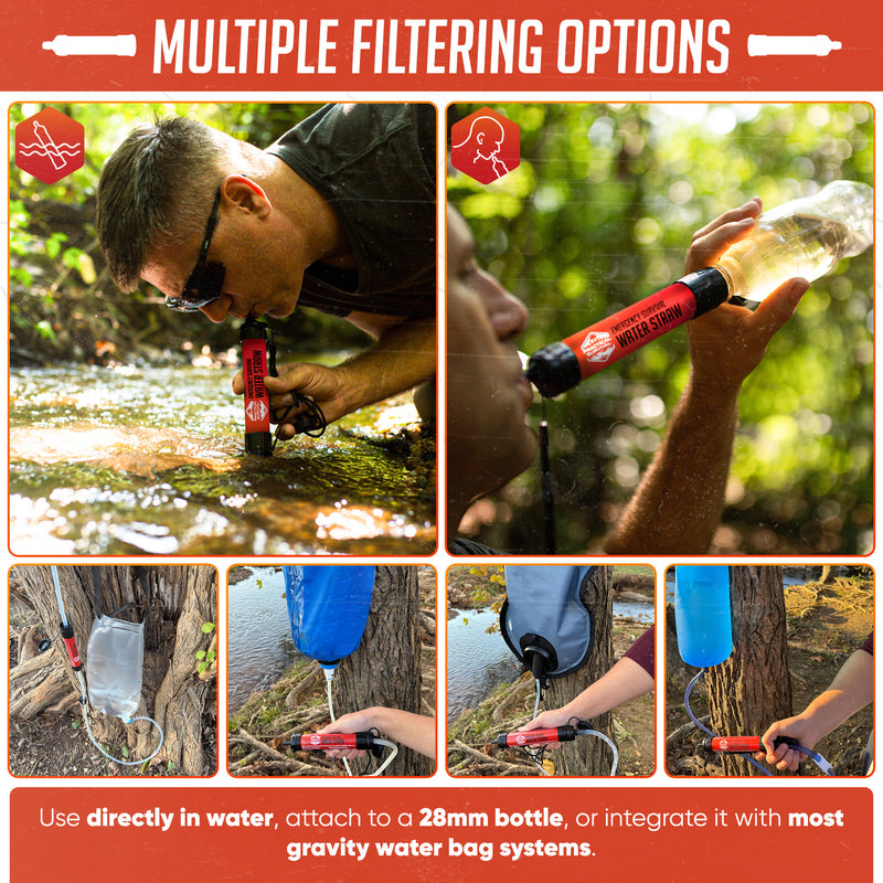 Load image into Gallery viewer, 2 High Capacity Emergency Water Straws - Lightweight, Reusable, No Expiration Date
