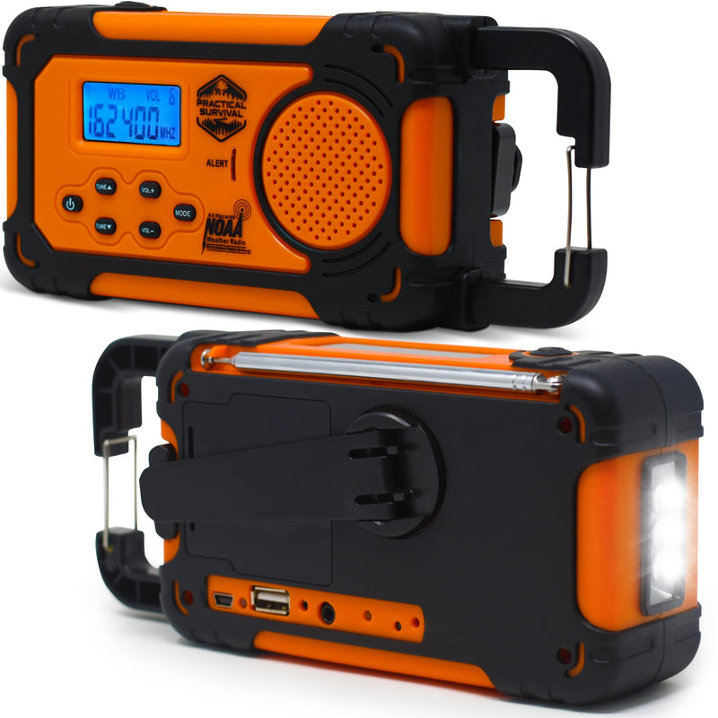 Load image into Gallery viewer, Emergency NOAA Weather Radio with AM/FM and Shortwave Radio Bands: Hand Crank, Solar or Battery Powered, Portable Power Bank, Solar Charger &amp; Flashlight - Rechargeable, Headphone Jack and More!
