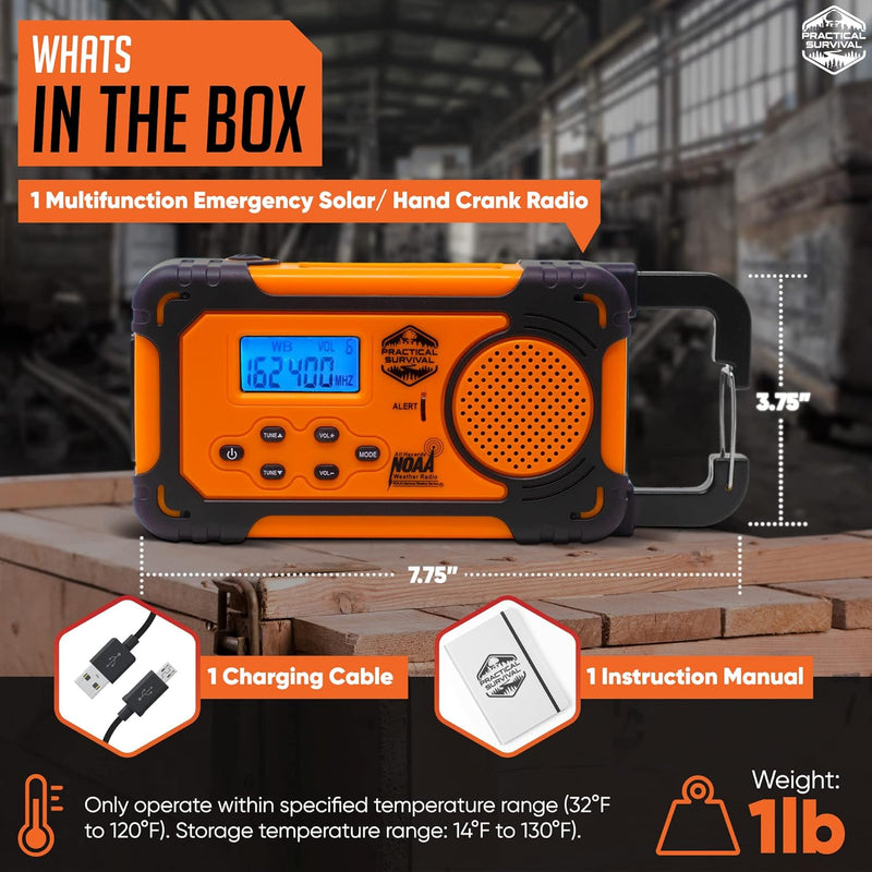 Load image into Gallery viewer, Emergency NOAA Weather Radio with AM/FM and Shortwave Radio Bands: Hand Crank, Solar or Battery Powered, Portable Power Bank, Solar Charger &amp; Flashlight - Rechargeable, Headphone Jack and More!
