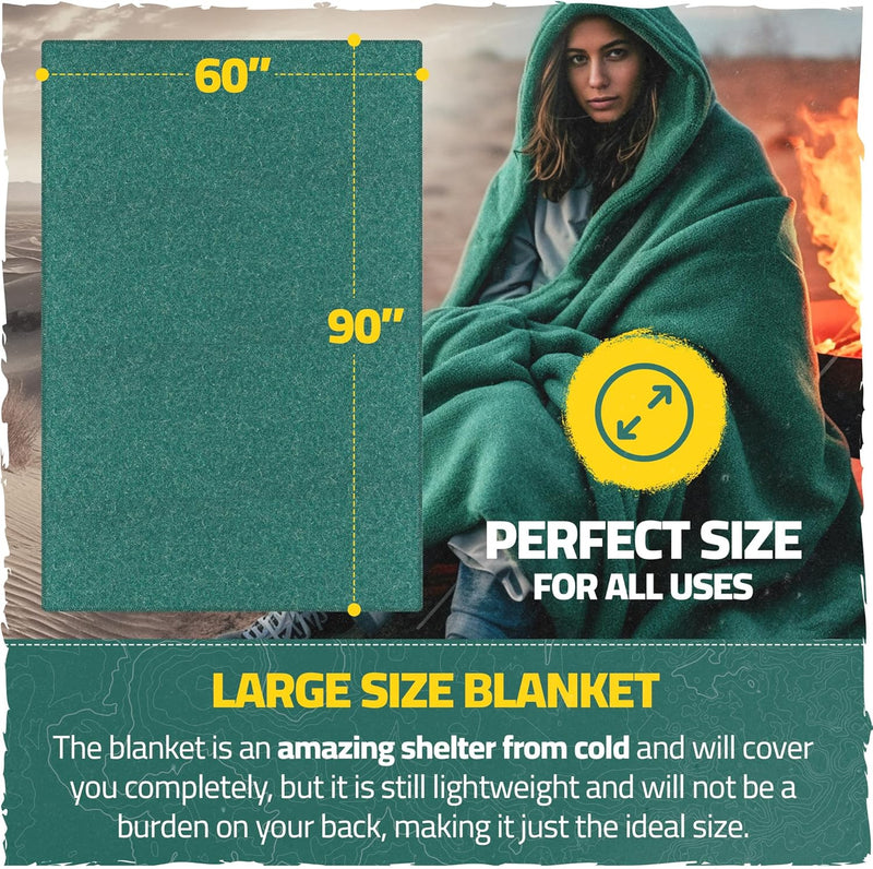 Load image into Gallery viewer, Wool Light Military Blanket – 3lb and 60x90. Pre Washed and pre Shrunk, Warm and Thick. Great for Camping, Outdoors, Survival, Emergency Preparedness, Sporting Events, Survival Kits and More.
