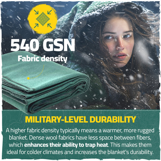Wool Light Weight Military Blanket – 3lb and 60x90. Pre Washed and Pre Shrunk, Warm and Thick. Great for Camping, Outdoors, Survival, Emergency Preparedness, Sporting Events, Survival Kits and More