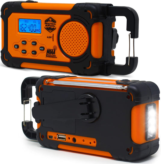 5 Bulk Pack - Emergency NOAA Weather Radio with AM/FM and Shortwave Radio Bands: Hand Crank, Solar or Battery Powered, Portable Power Bank, Solar Charger & Flashlight - Rechargeable, Headphone Jack and More!