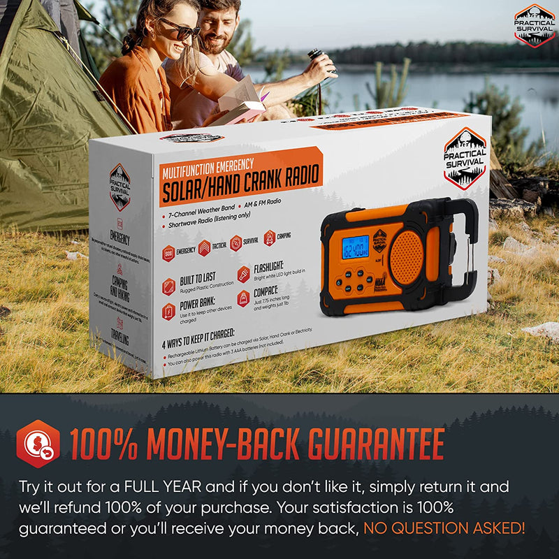 Load image into Gallery viewer, 5 Bulk Pack - Emergency NOAA Weather Radio with AM/FM and Shortwave Radio Bands: Hand Crank, Solar or Battery Powered, Portable Power Bank, Solar Charger &amp; Flashlight - Rechargeable, Headphone Jack and More!
